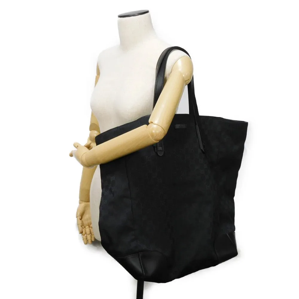 GUCCI Tote Bag 308927 GG canvas x calf leather black Green Red Shoulder Bag Sherry line Web stripe large tote unisex(Unisex) Used