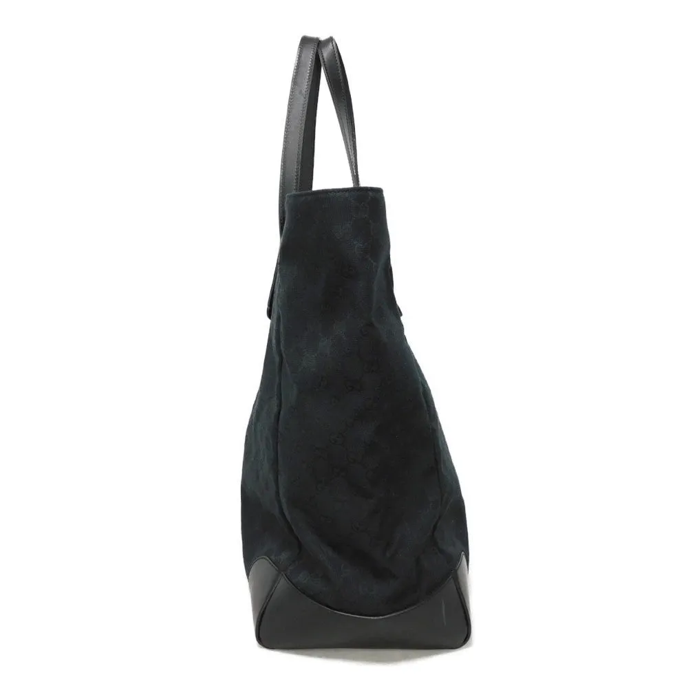 GUCCI Tote Bag 308927 GG canvas x calf leather black Green Red Shoulder Bag Sherry line Web stripe large tote unisex(Unisex) Used