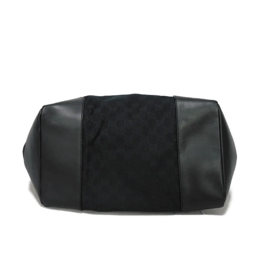 GUCCI Tote Bag 308927 GG canvas x calf leather black Green Red Shoulder Bag Sherry line Web stripe large tote unisex(Unisex) Used