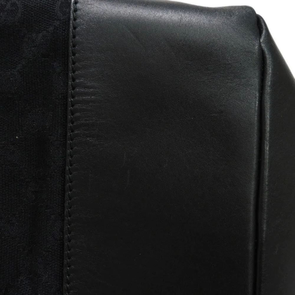 GUCCI Tote Bag 308927 GG canvas x calf leather black Green Red Shoulder Bag Sherry line Web stripe large tote unisex(Unisex) Used