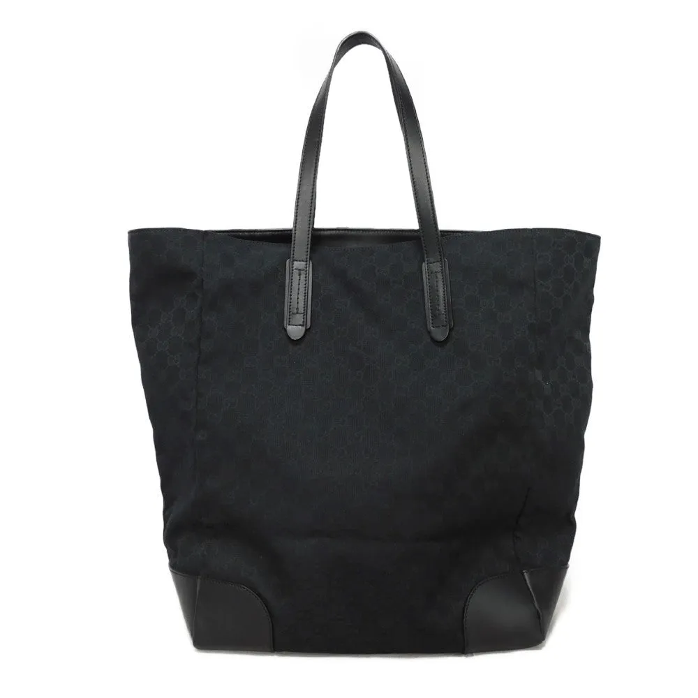 GUCCI Tote Bag 308927 GG canvas x calf leather black Green Red Shoulder Bag Sherry line Web stripe large tote unisex(Unisex) Used