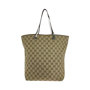 GUCCI Tote Bag 31243 GG canvas, leather Beige brown Tote Bag Shoulder Bag Women Used
