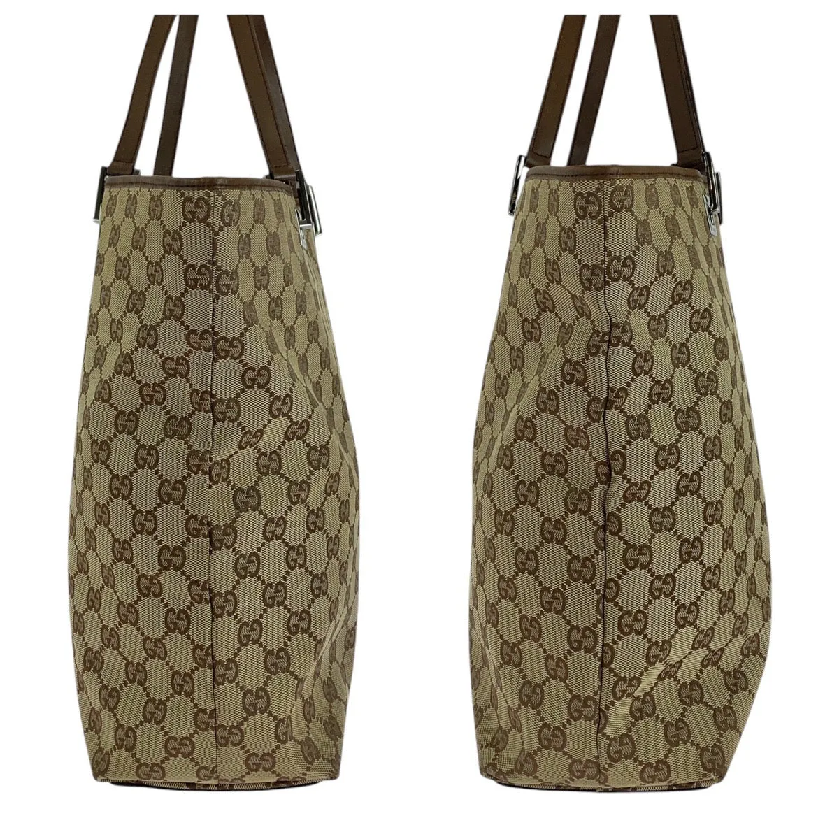 GUCCI Tote Bag 31243 GG canvas, leather Beige brown Tote Bag Shoulder Bag Women Used