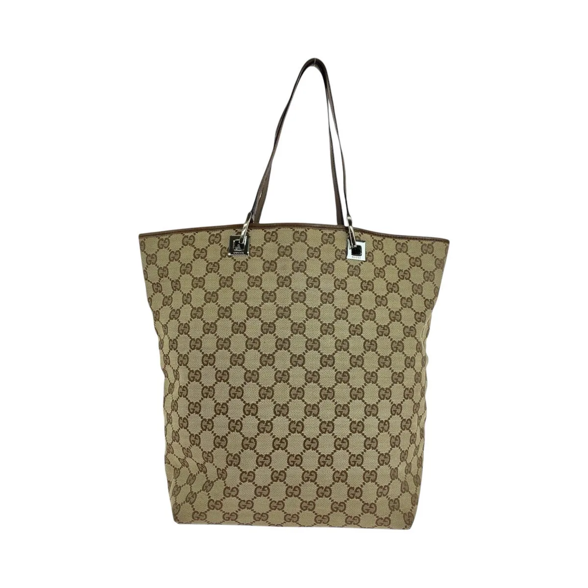 GUCCI Tote Bag 31243 GG canvas, leather Beige brown Tote Bag Shoulder Bag Women Used