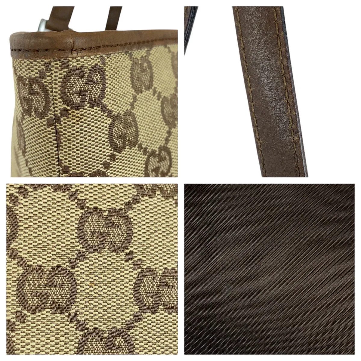 GUCCI Tote Bag 31243 GG canvas, leather Beige brown Tote Bag Shoulder Bag Women Used