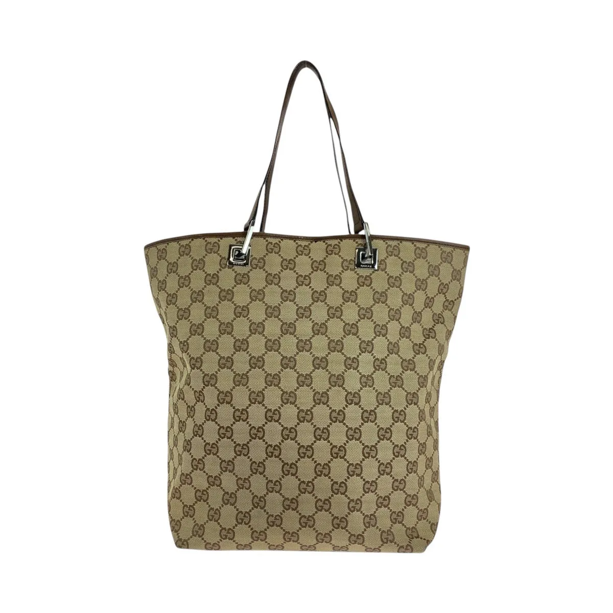 GUCCI Tote Bag 31243 GG canvas, leather Beige brown Tote Bag Shoulder Bag Women Used