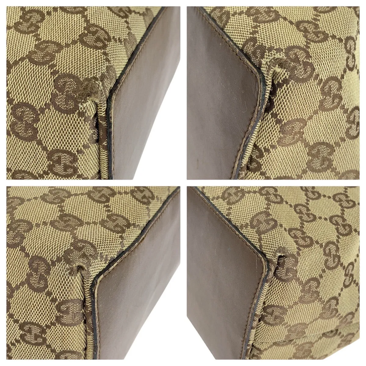 GUCCI Tote Bag 31243 GG canvas, leather Beige brown Tote Bag Shoulder Bag Women Used