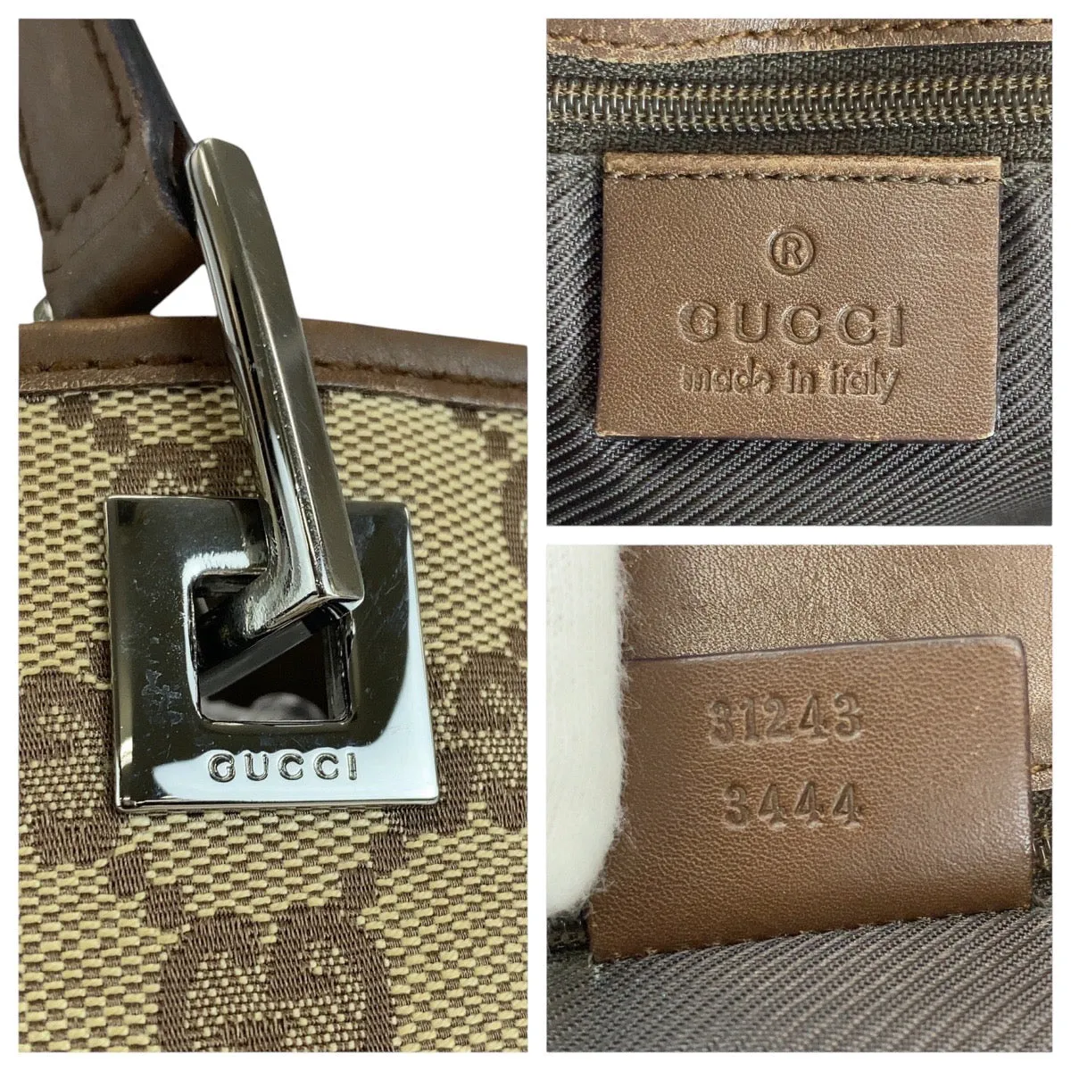 GUCCI Tote Bag 31243 GG canvas, leather Beige brown Tote Bag Shoulder Bag Women Used