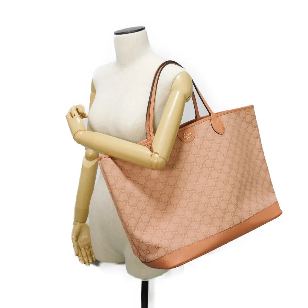 GUCCI Tote Bag 741424 FACC5 5748 GG canvas x calf leather pink Double G WG Shoulder Bag GG canvas GG Ophidia Large Tote Women Used
