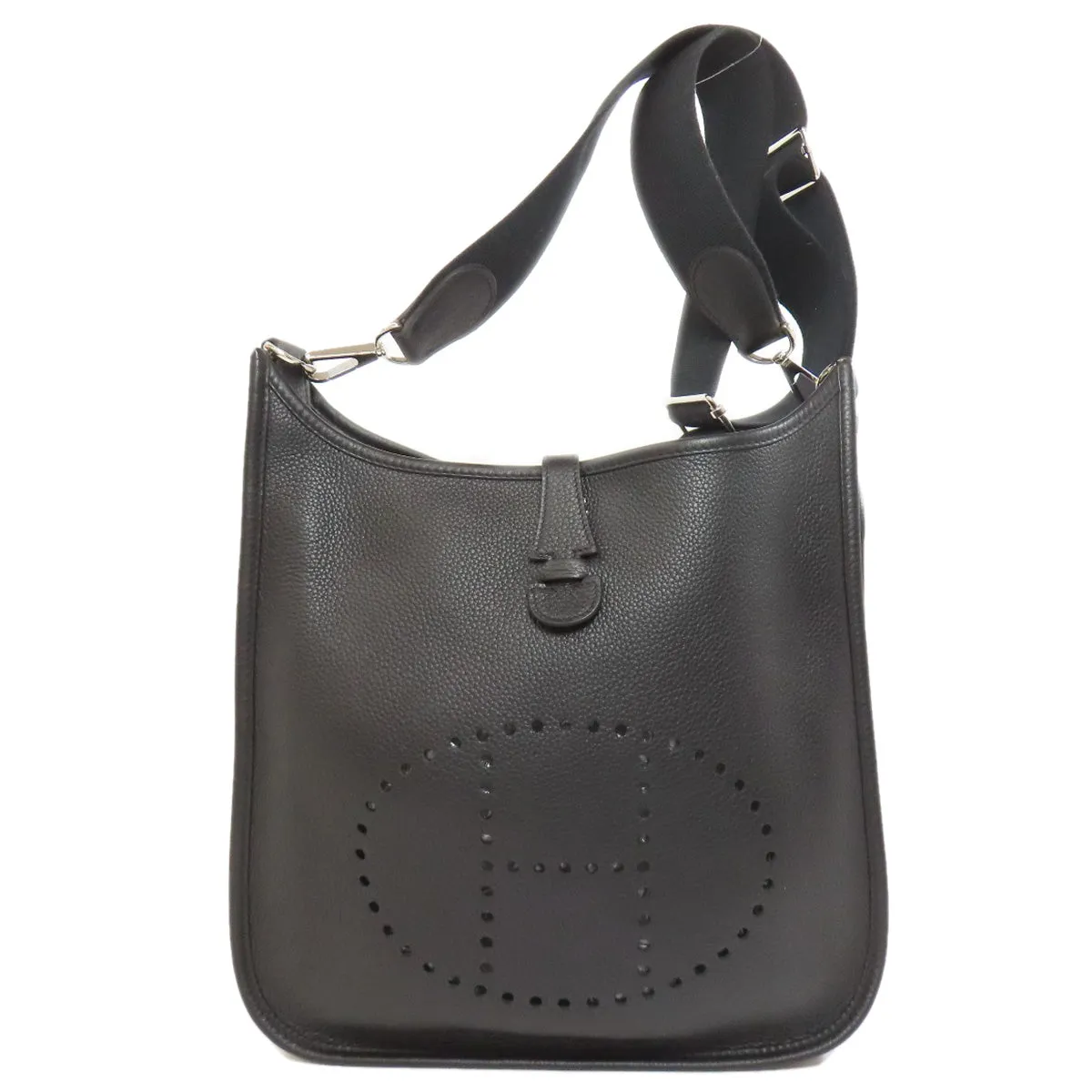 HERMES Shoulder Bag Taurillon Clemence black Evelyn 3 PM SilverMetal
