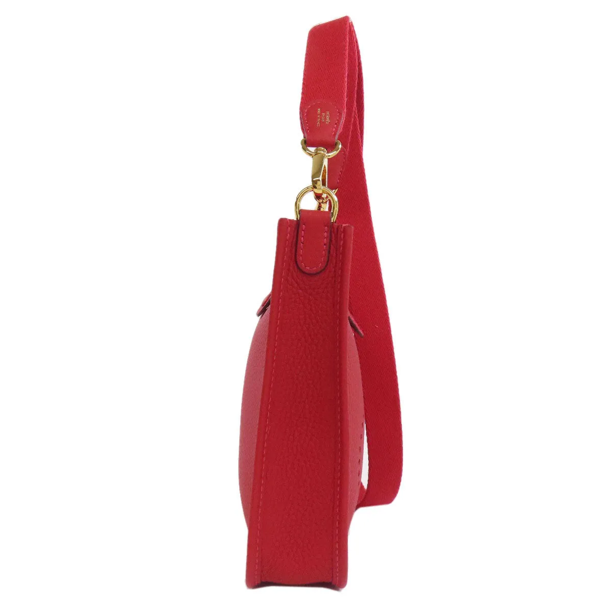 HERMES Shoulder Bag Taurillon Clemence Red Evelyn TPM Gold Metal