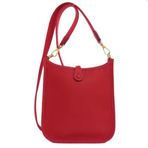 HERMES Shoulder Bag Taurillon Clemence Red Evelyn TPM Gold Metal