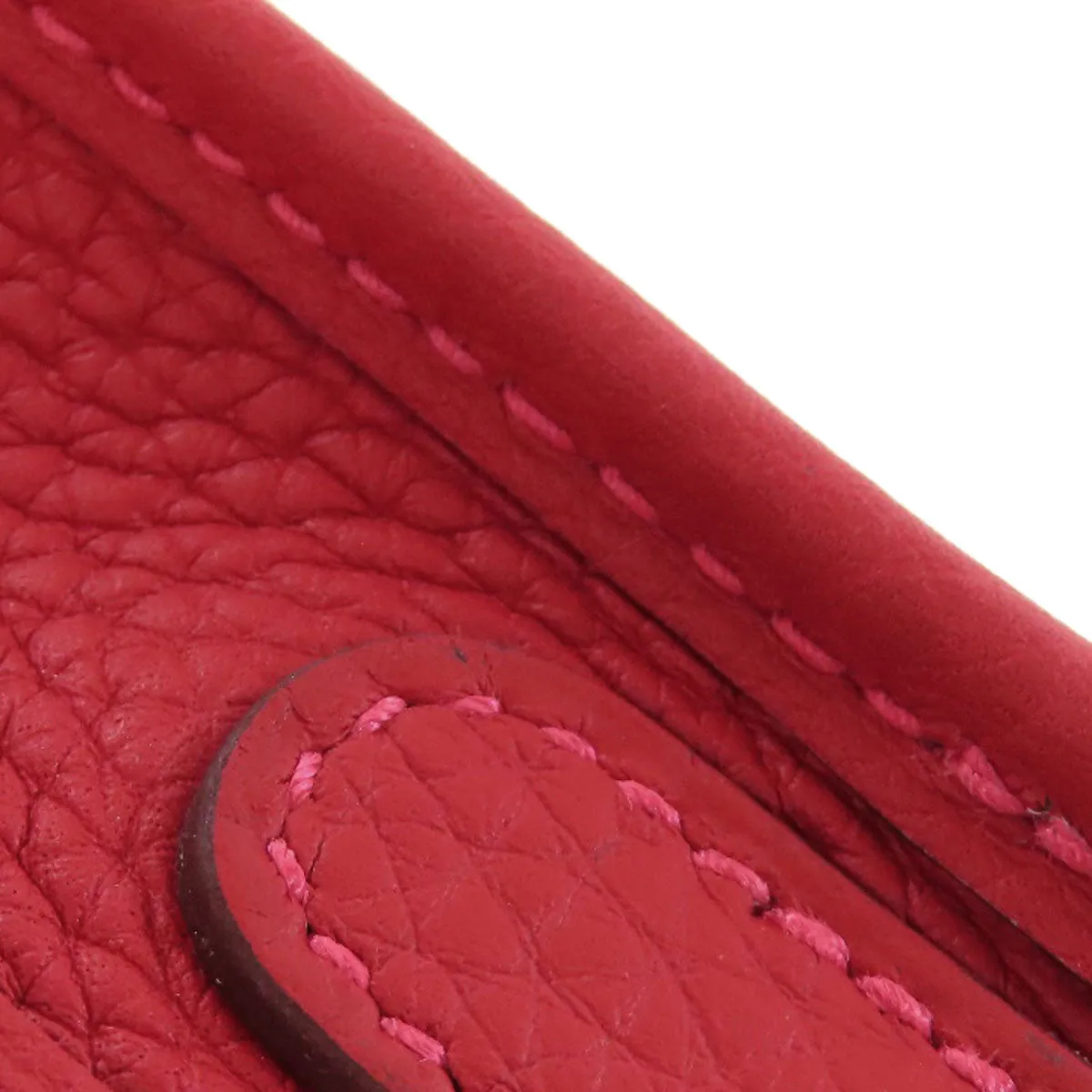 HERMES Shoulder Bag Taurillon Clemence Red Evelyn TPM Gold Metal