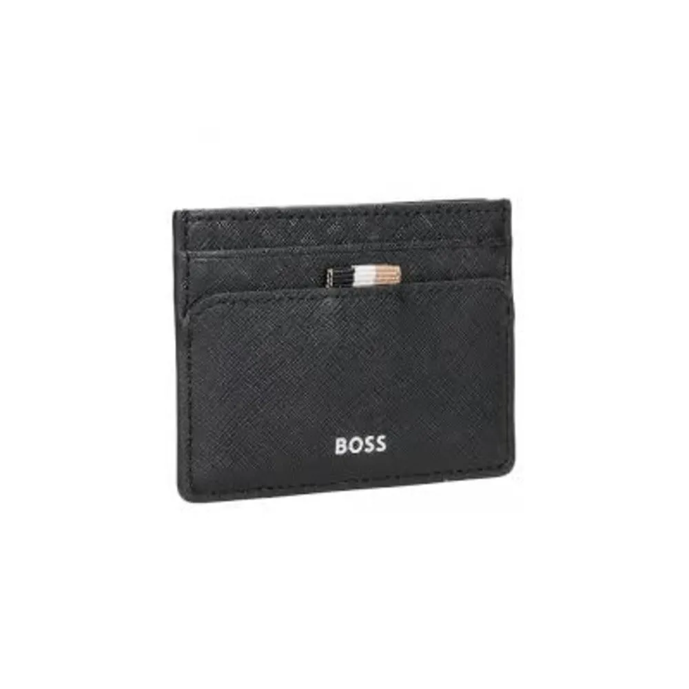 Hugo Boss Men's Zair Leather Card Case Wallet, Black
