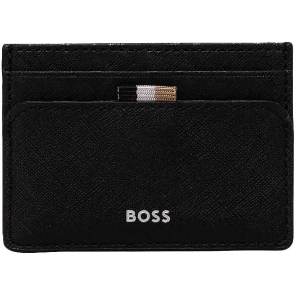Hugo Boss Men's Zair Leather Card Case Wallet, Black