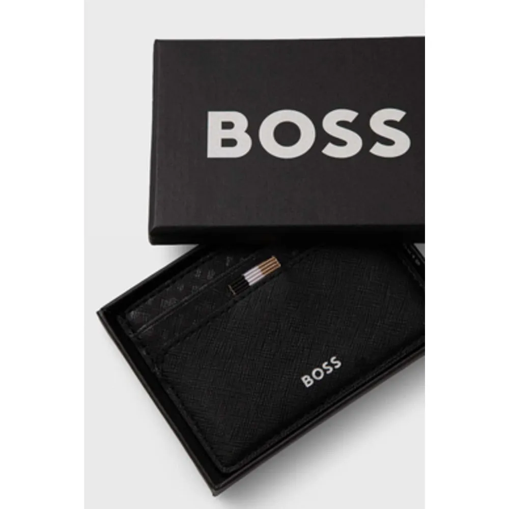 Hugo Boss Men's Zair Leather Card Case Wallet, Black