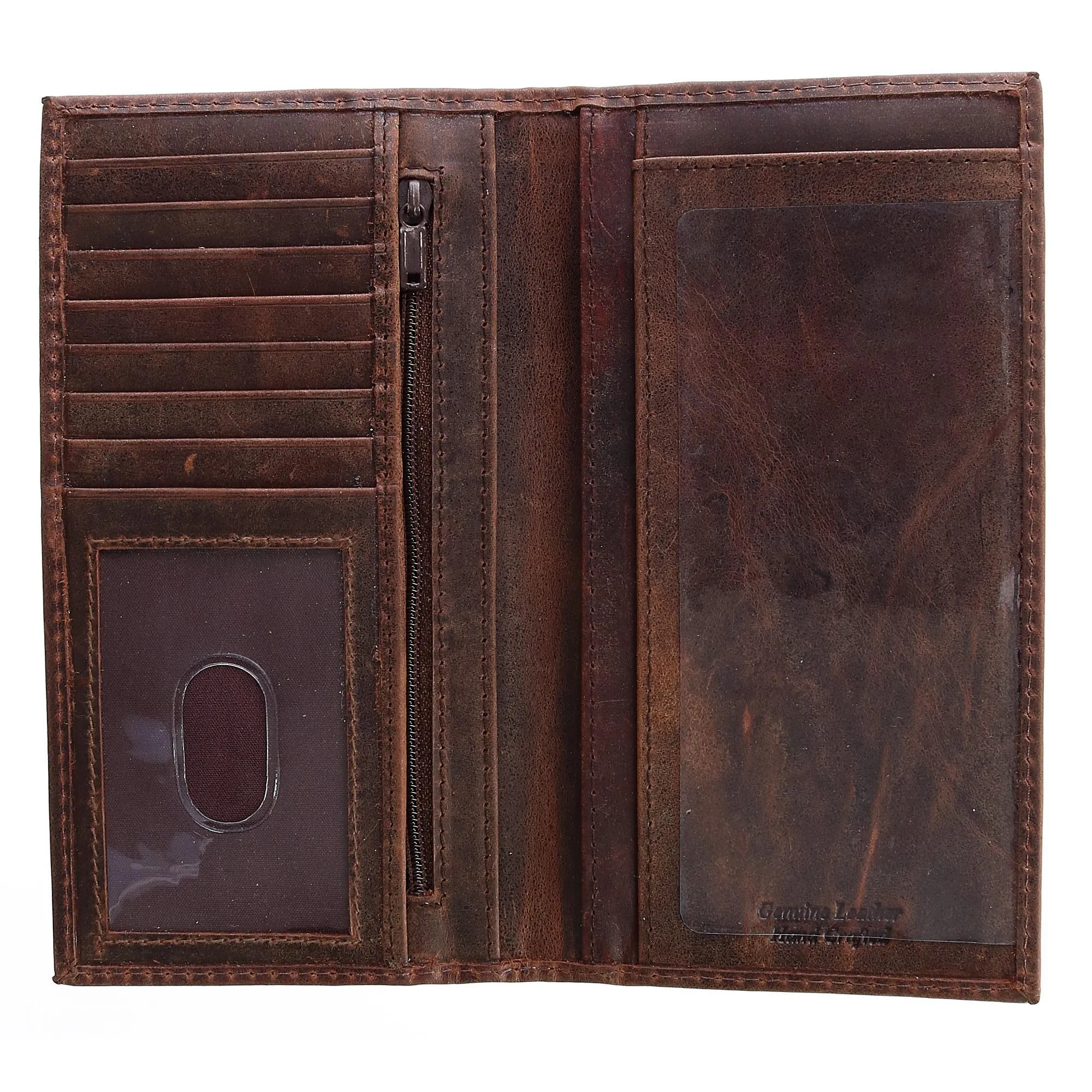 Hunter Leather Distressed Checkbook Cover Wallet