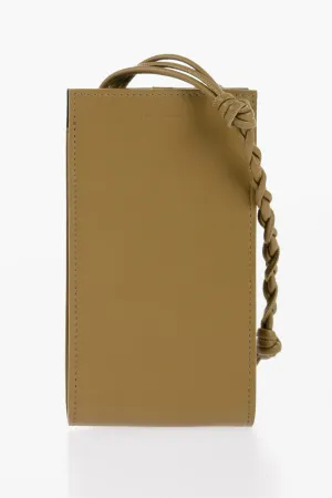 Jil Sander Leather Phone Case With Woven Shoulder Strap
