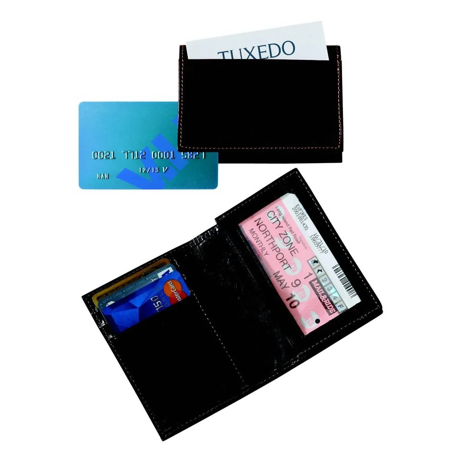 Leather Expanding Card Case In Black