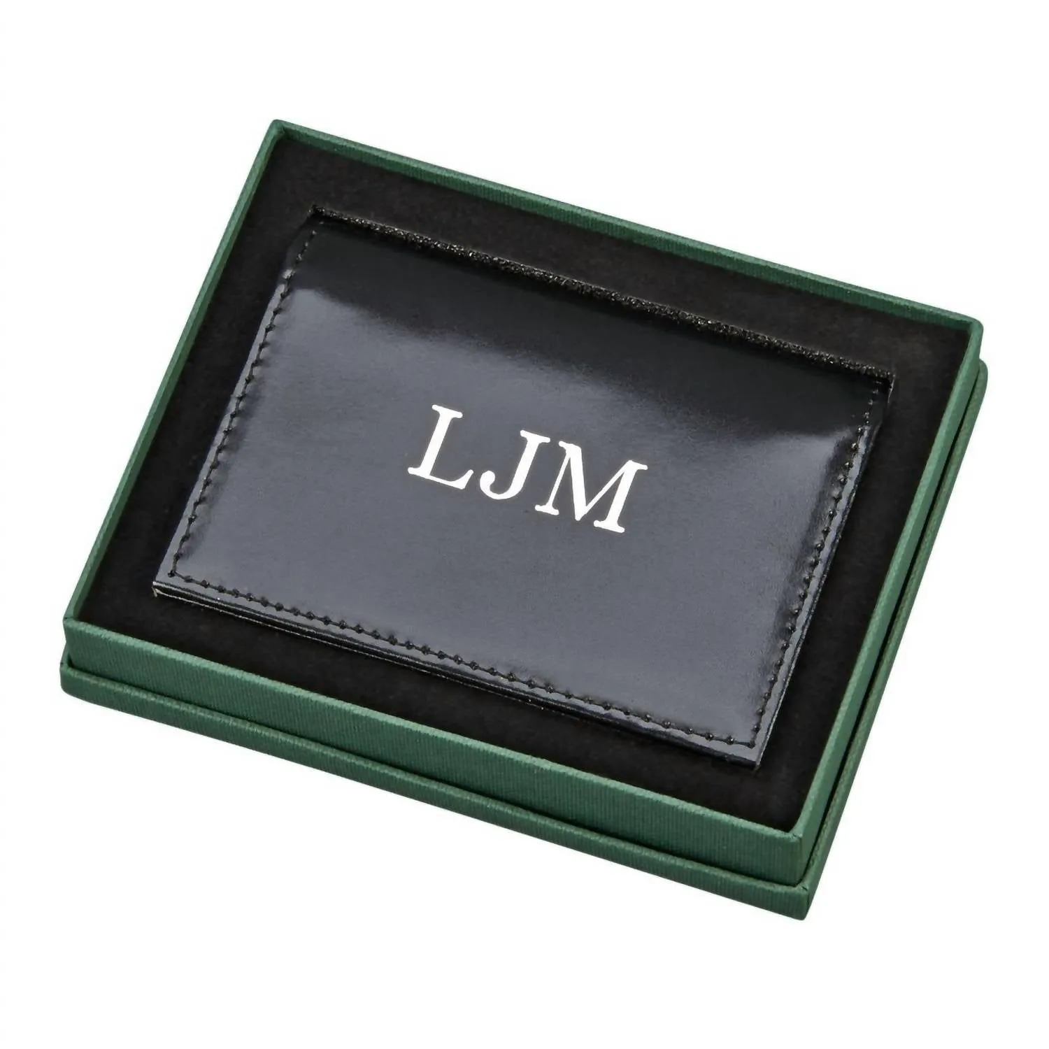 Leather Expanding Card Case In Black