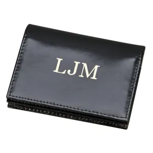Leather Expanding Card Case In Black
