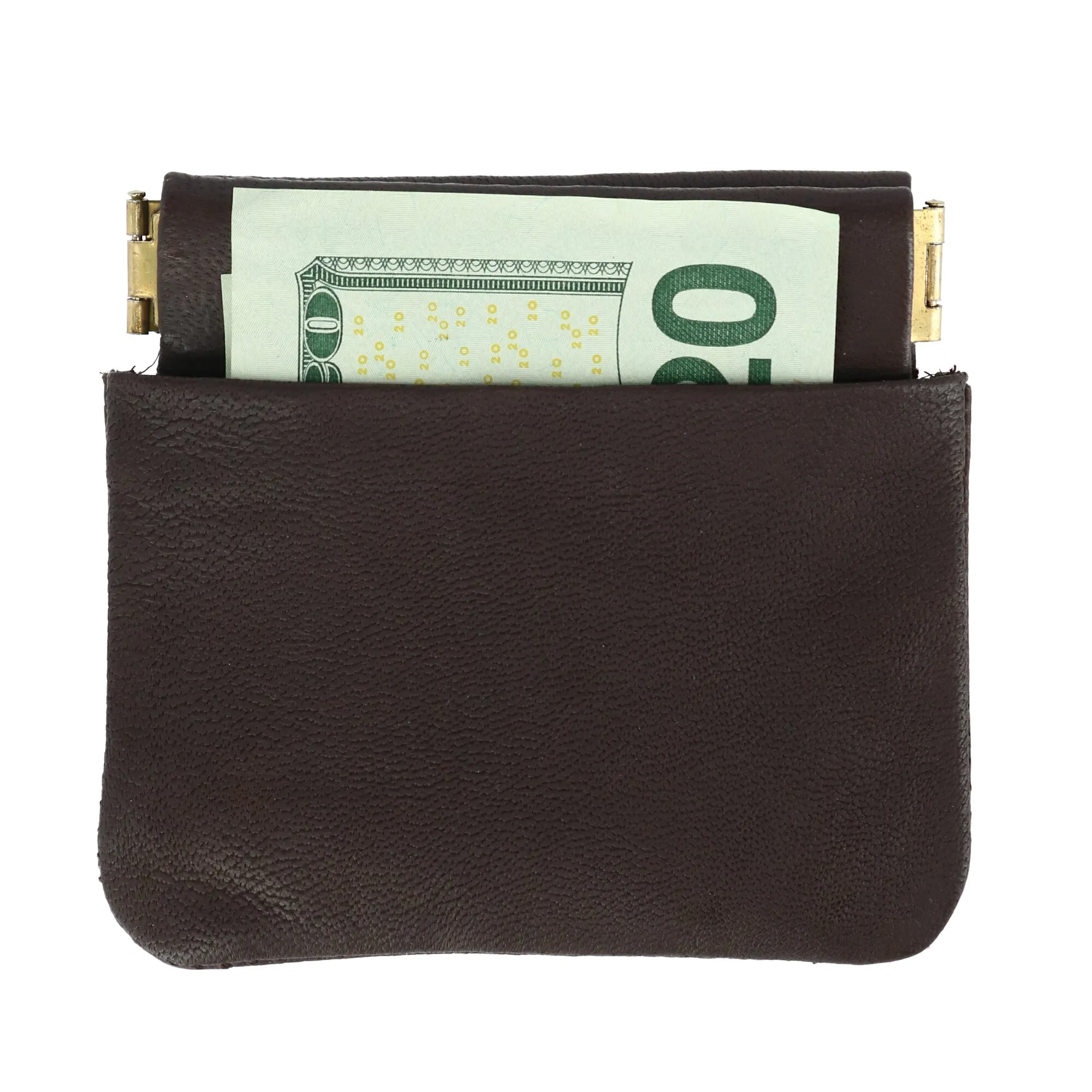 Leather Push Mouth Coin Wallet with Card Slots