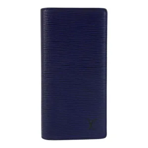 Louis Vuitton Navy Leather Long Wallet (Bi-Fold) (Pre-Owned)