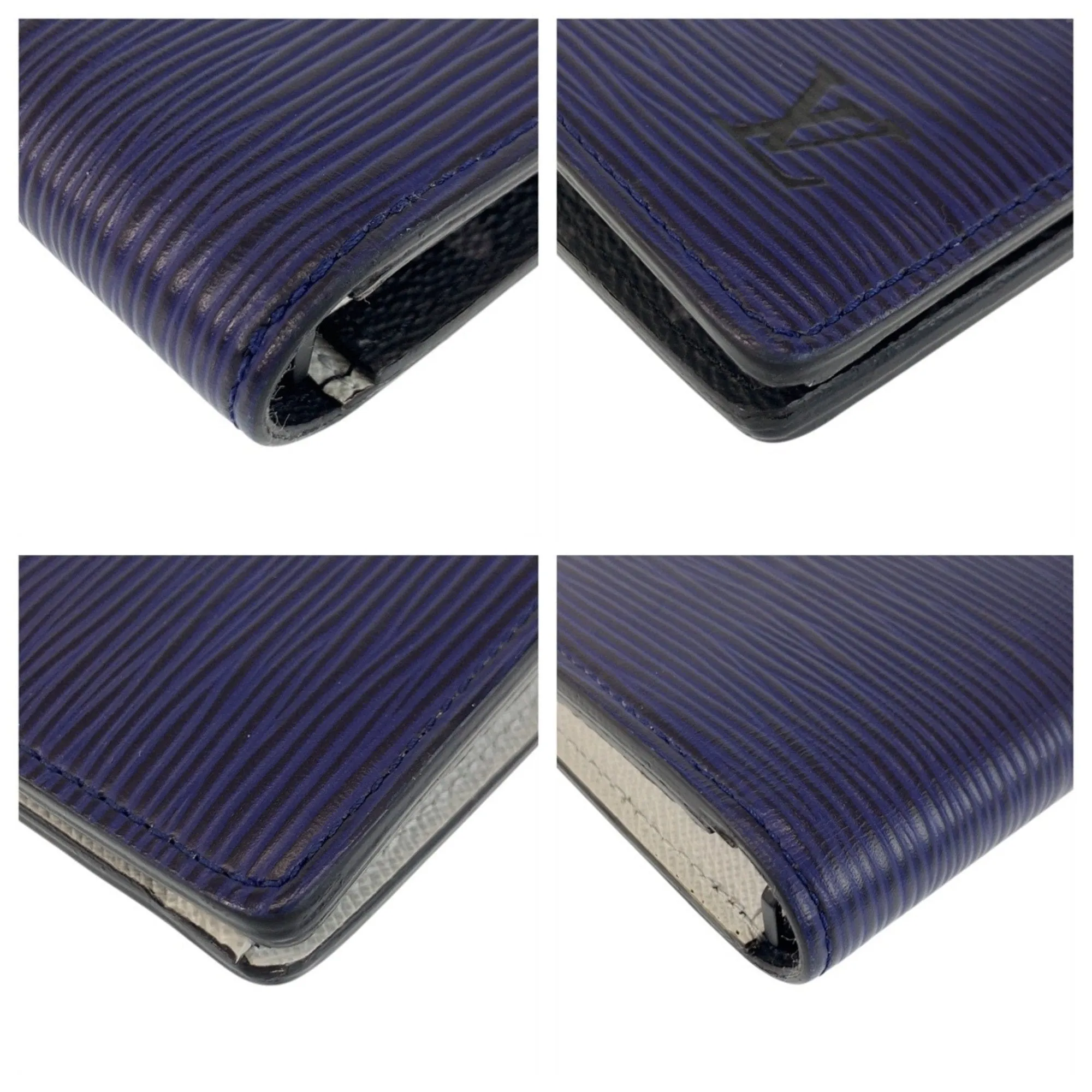 Louis Vuitton Navy Leather Long Wallet (Bi-Fold) (Pre-Owned)