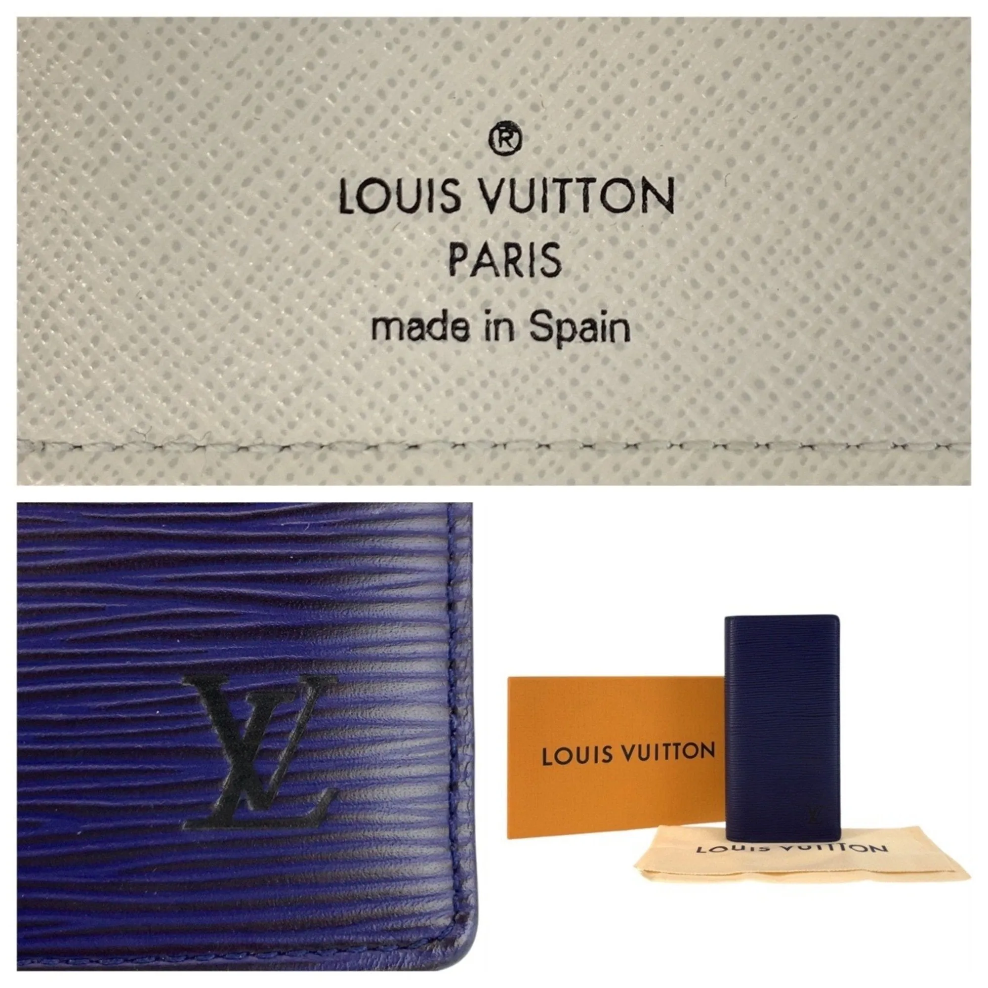 Louis Vuitton Navy Leather Long Wallet (Bi-Fold) (Pre-Owned)
