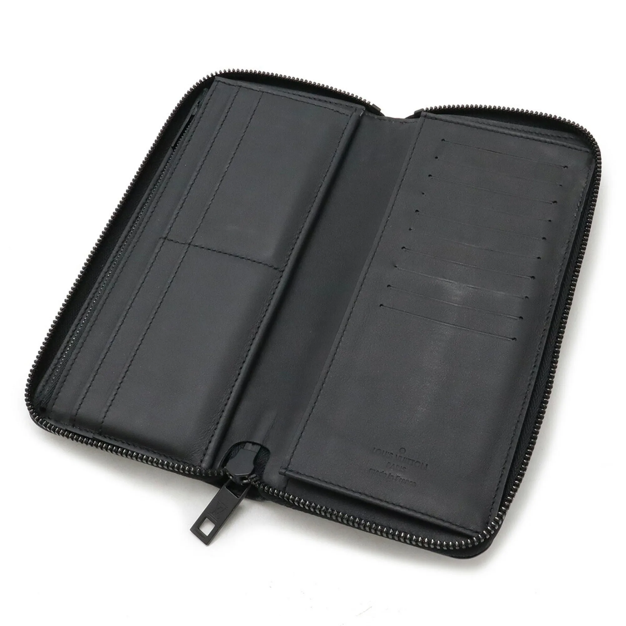 Louis Vuitton Noir Leather Long Wallet (Bi-Fold) (Pre-Owned)