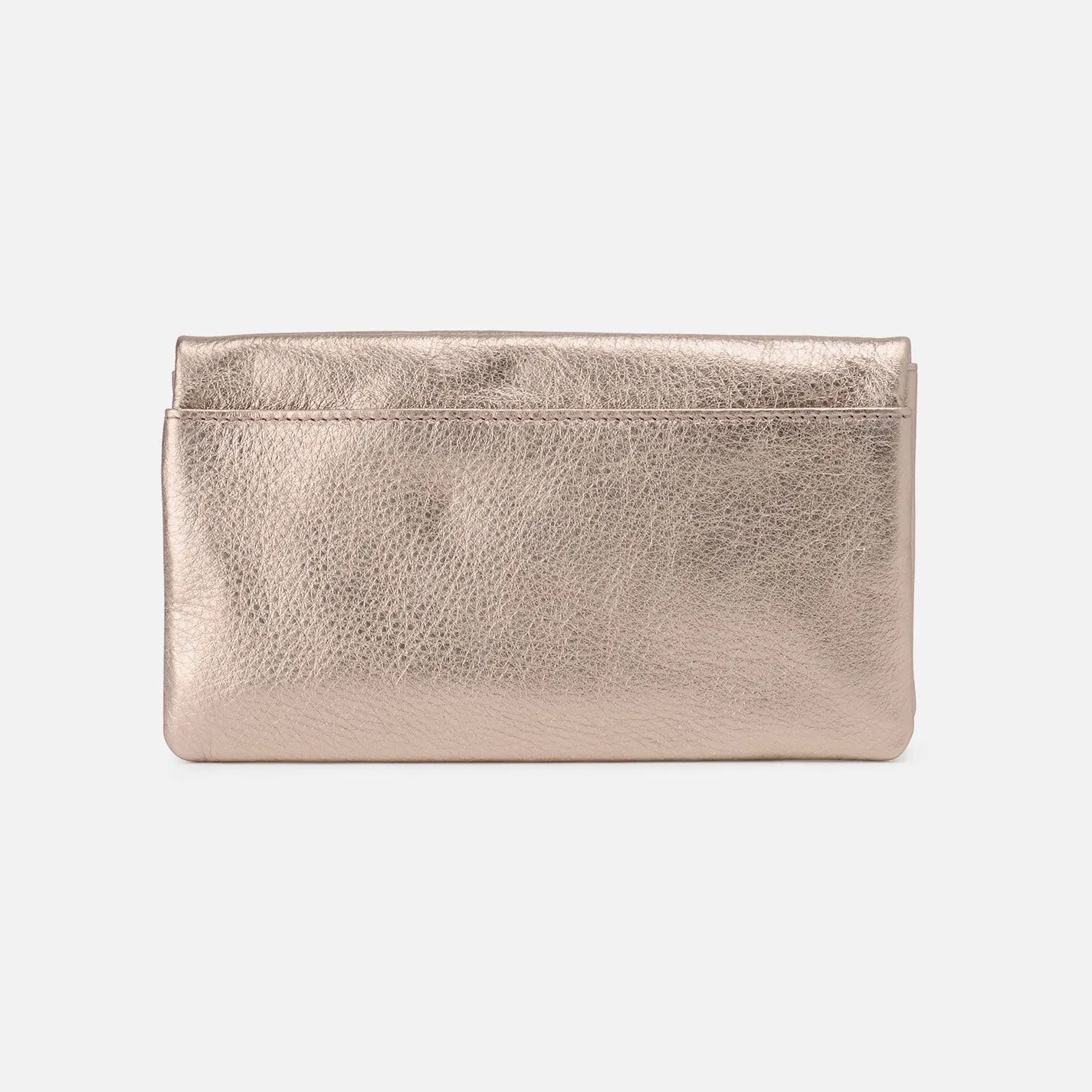Lumen Continental Wallet In Metallic Leather - Cameo Quartz