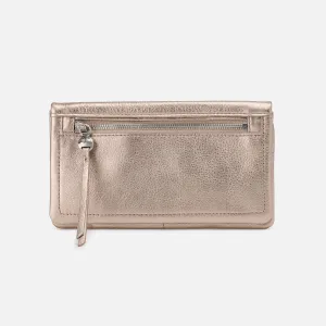 Lumen Continental Wallet In Metallic Leather - Cameo Quartz