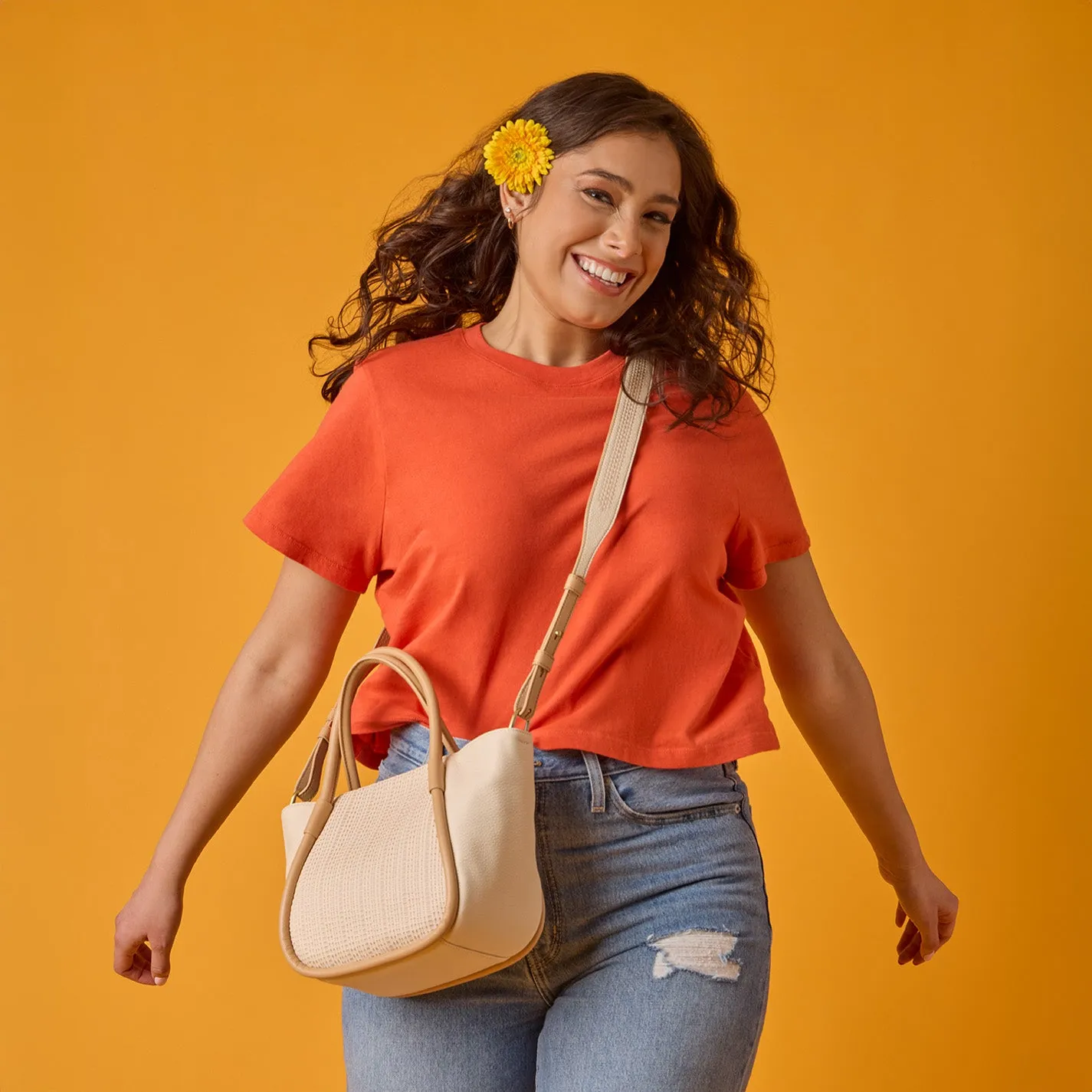 Margot Satchel In Pebbled Leather - Cream