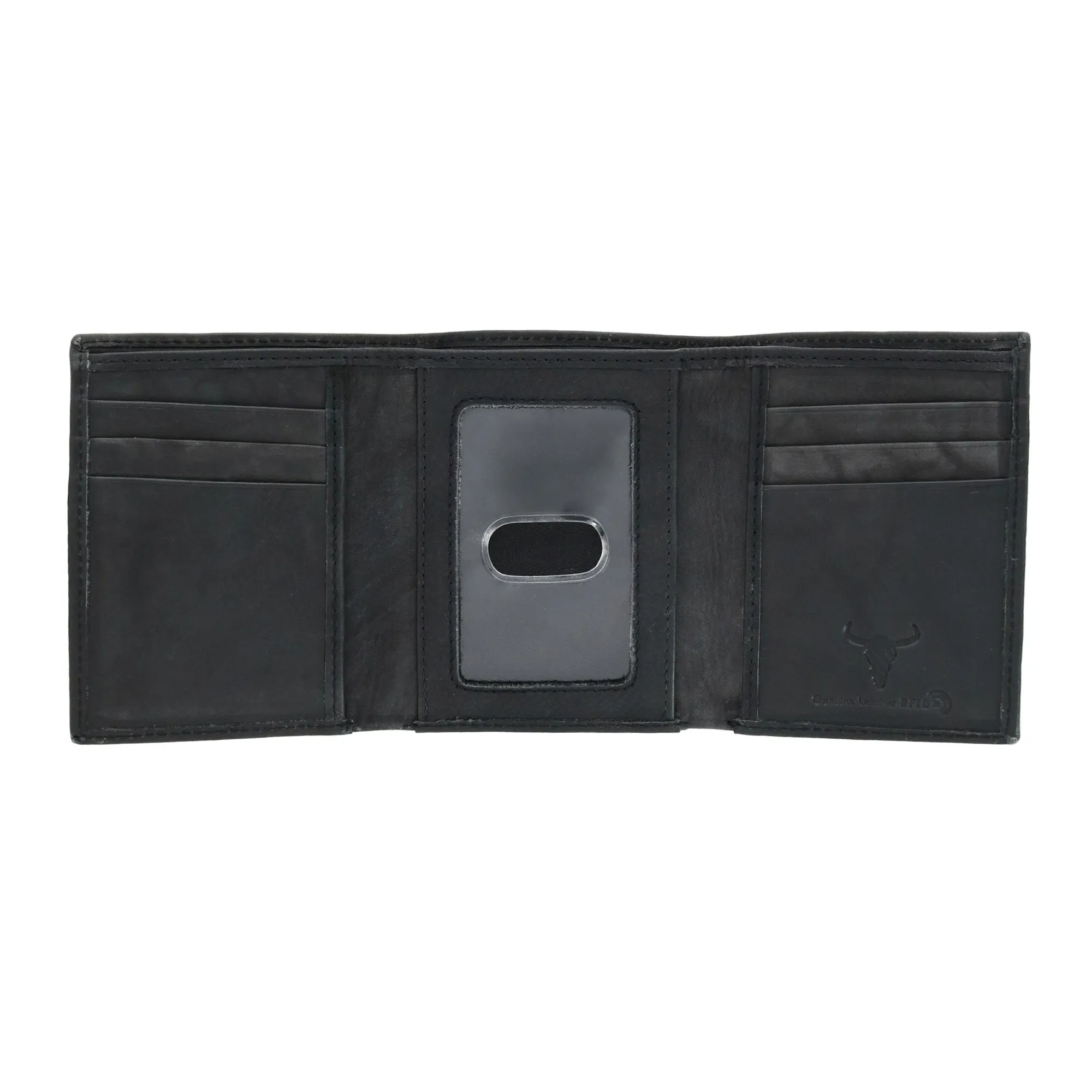Men's American Bison Leather RFID Trifold Wallet