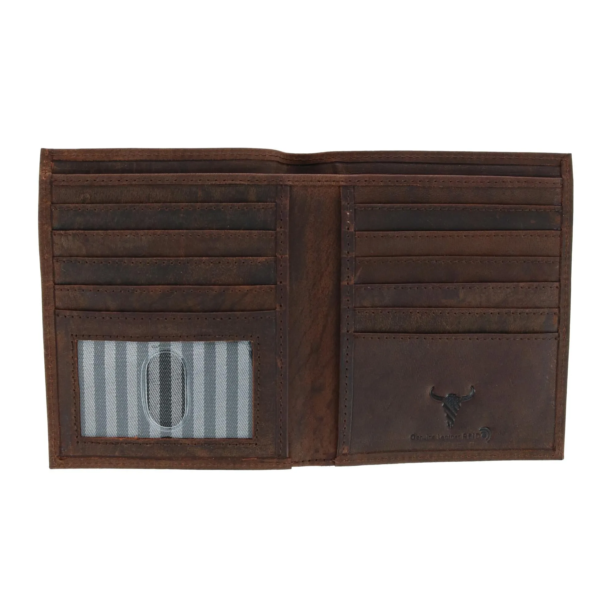 Men's Distressed Hunter Leather RFID Hipster Wallet