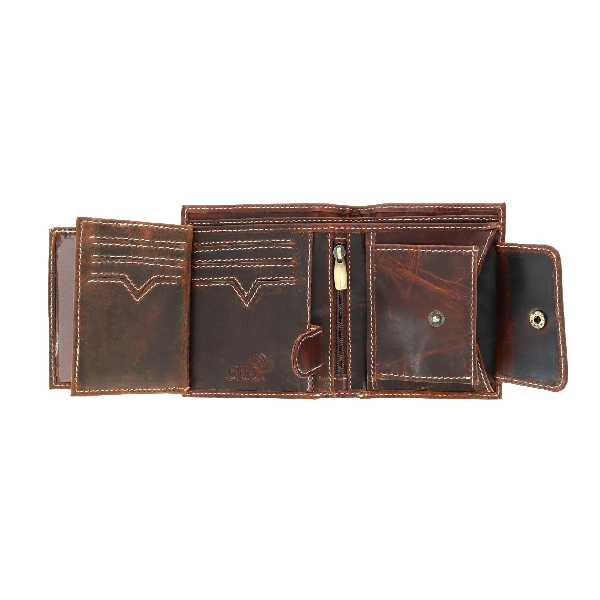 Men's Oil Pull Up Leather Euro Bifold Wallet