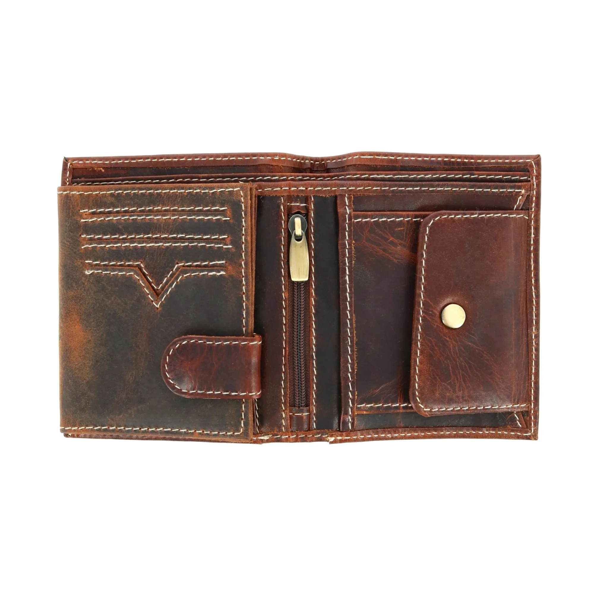 Men's Oil Pull Up Leather Euro Bifold Wallet