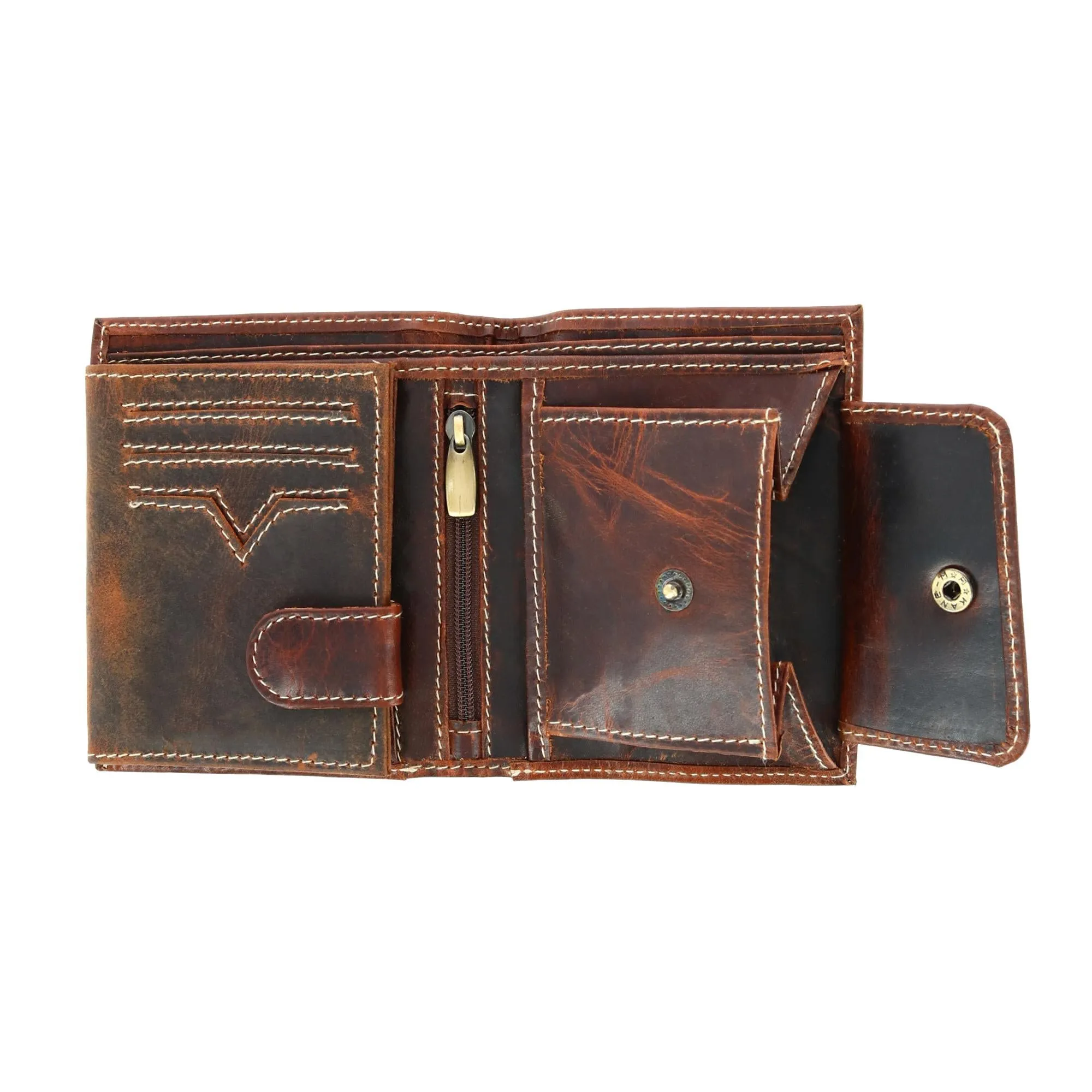 Men's Oil Pull Up Leather Euro Bifold Wallet