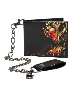 Men's Panther Chain Bifold Wallet In Black