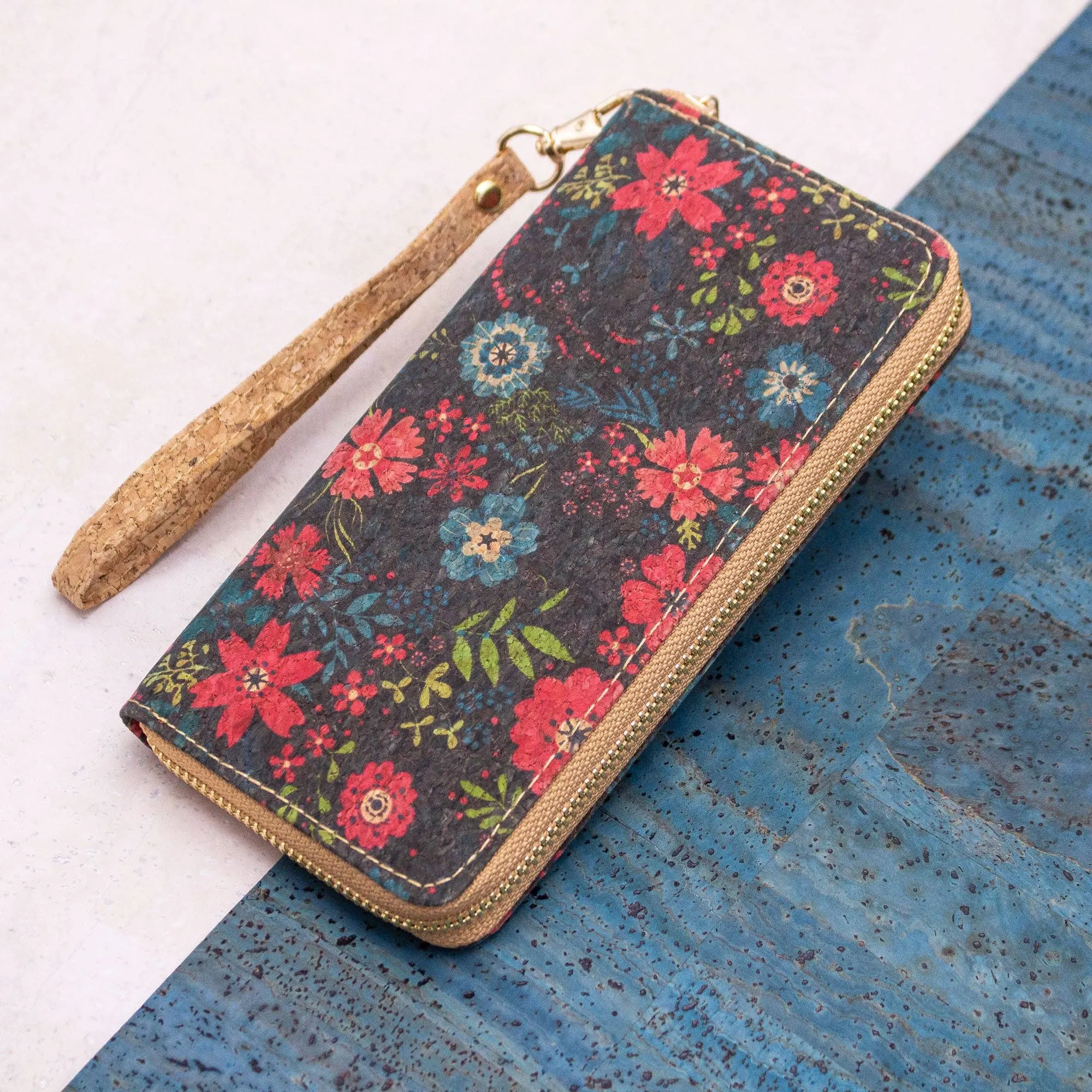 Mid- Wild Blossoms - Vegan Cork Wallet BAGD-200-B