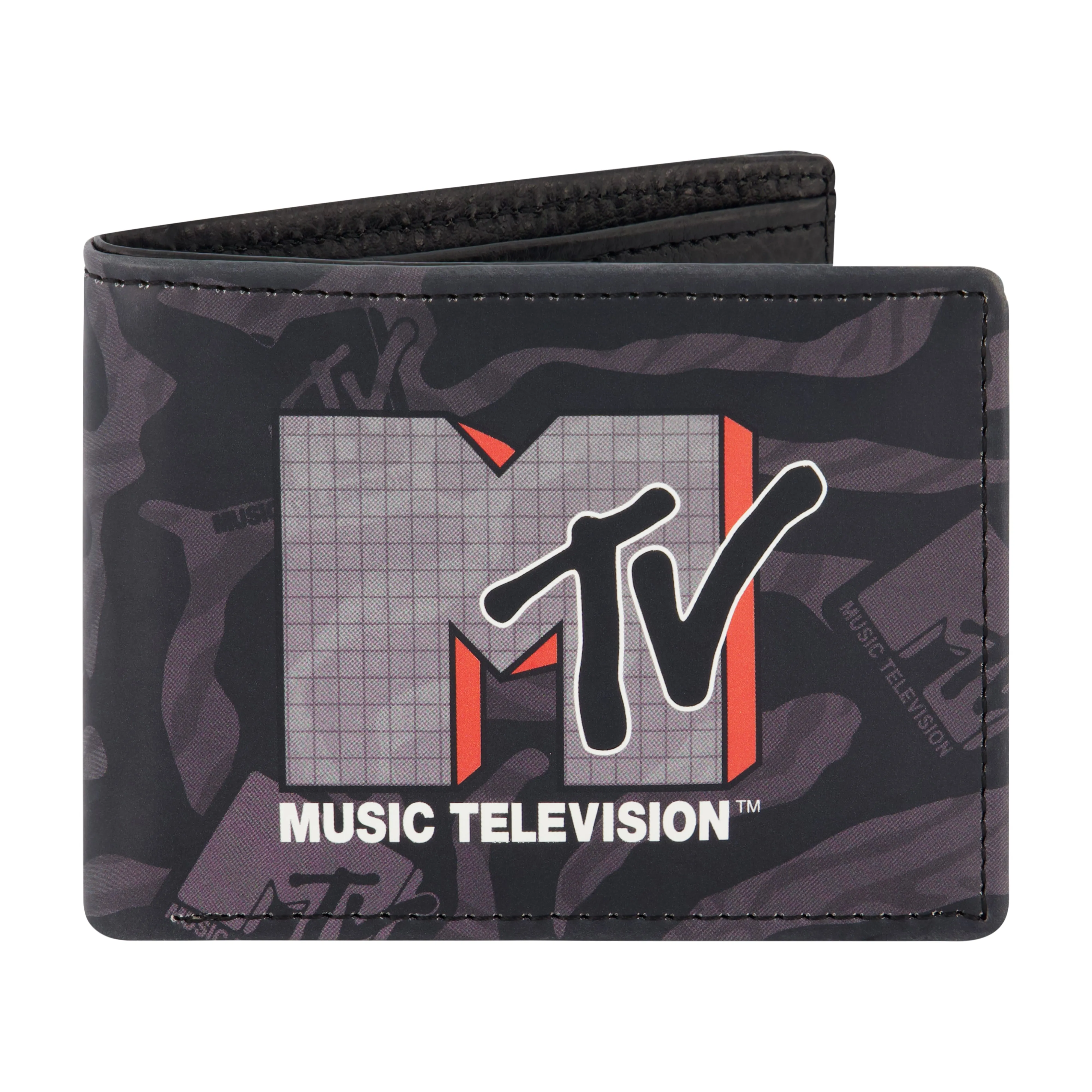 MTV LOGO Bifold Wallet, Slim Wallet with Decorative Tin for Men and Women