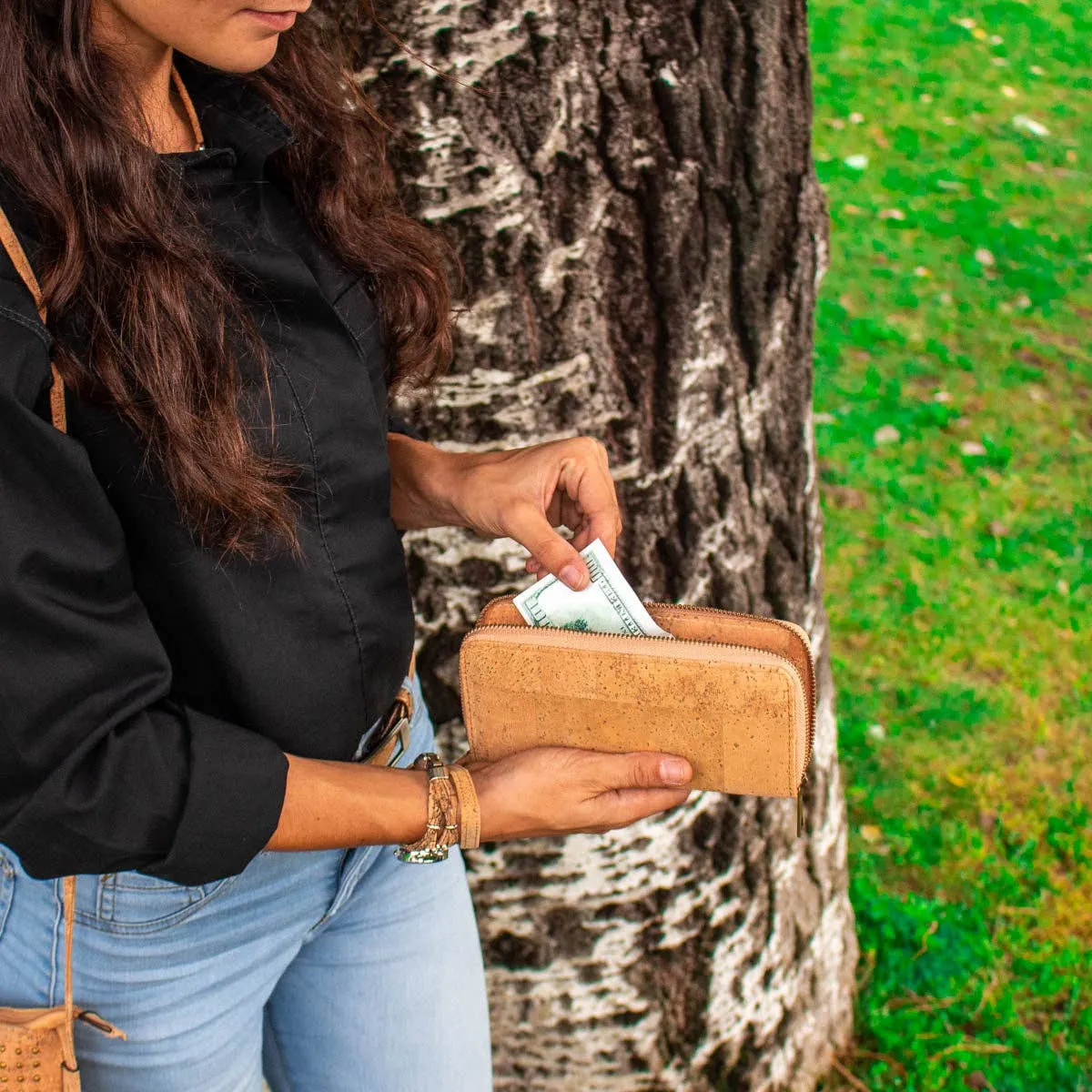 Natural cork women's classic vegan wallet Bag-324-F
