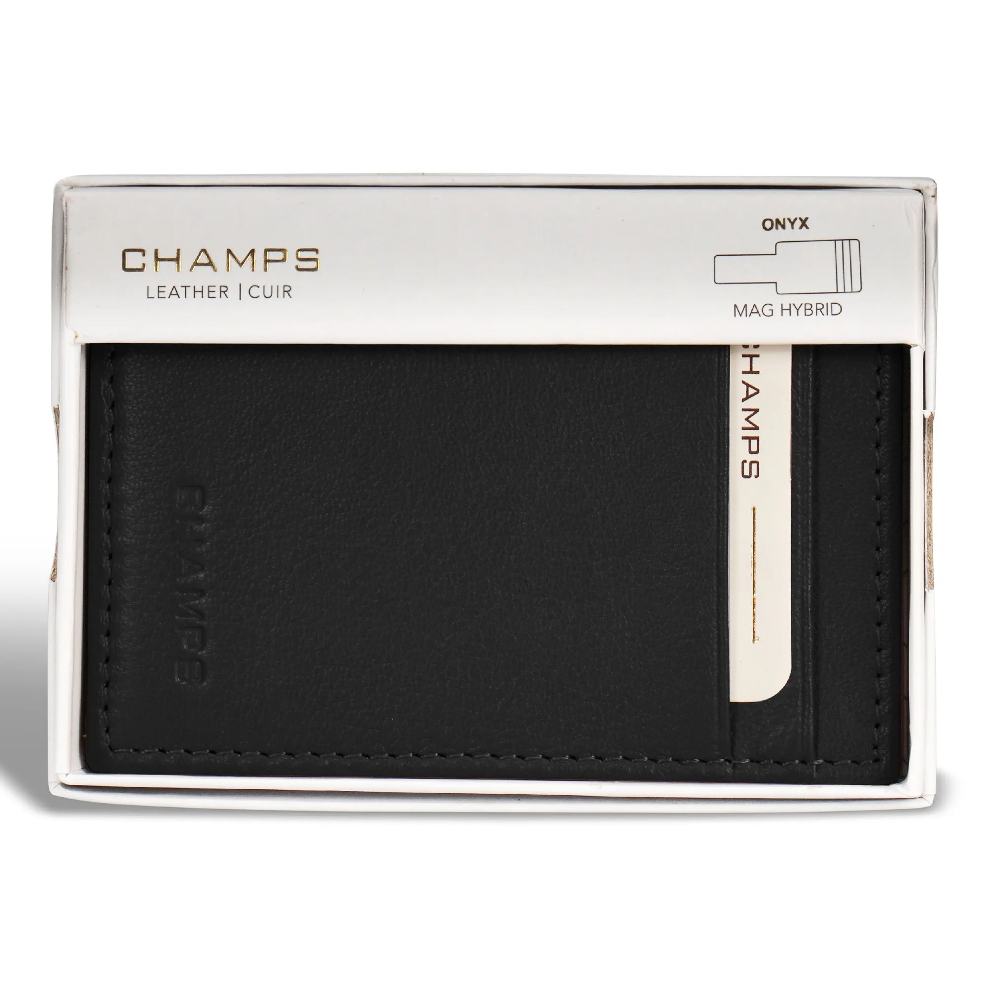 Onyx / Leather Mag Hybrid Card Holder