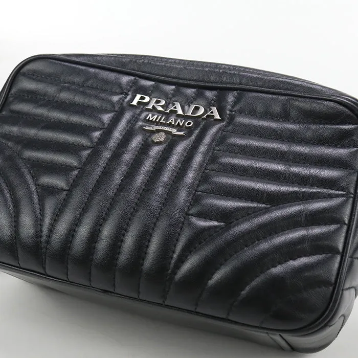 PRADA 1BH083 Shoulder Bag Diagram ChainShoulder Bag leather black Women