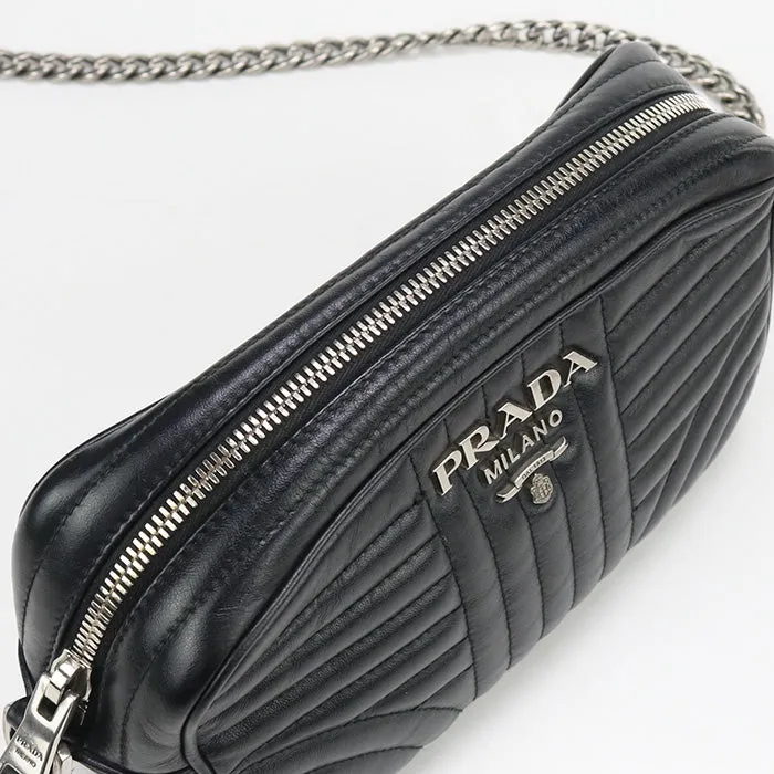 PRADA 1BH083 Shoulder Bag Diagram ChainShoulder Bag leather black Women