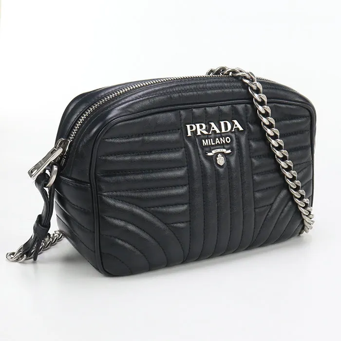 PRADA 1BH083 Shoulder Bag Diagram ChainShoulder Bag leather black Women