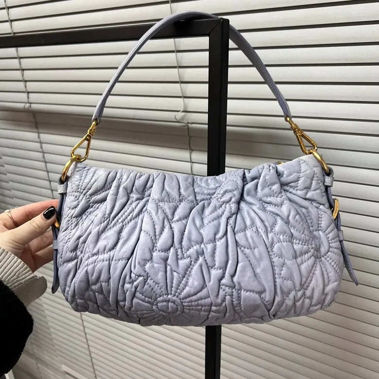 Prada Preloved Leather Shoulder Bag in Light Grey - Z1114