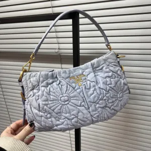 Prada Preloved Leather Shoulder Bag in Light Grey - Z1114