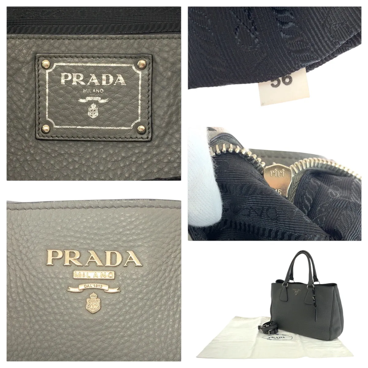 PRADA Shoulder Bag BN2579 leather gray Vitterodino logo