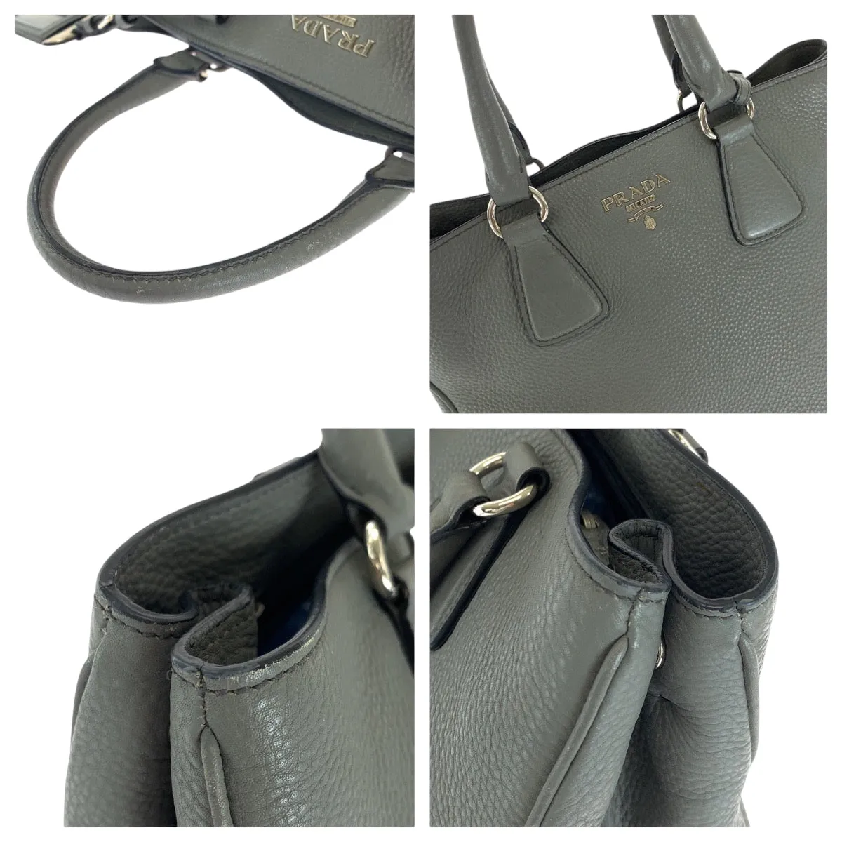 PRADA Shoulder Bag BN2579 leather gray Vitterodino logo
